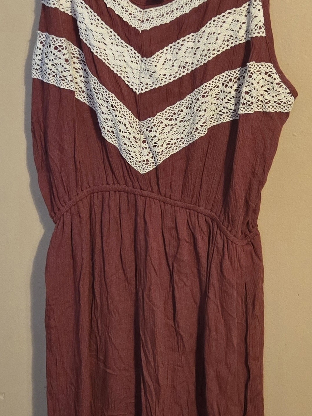 Rue21 Rust Maxi Dress with White Crochet Trim